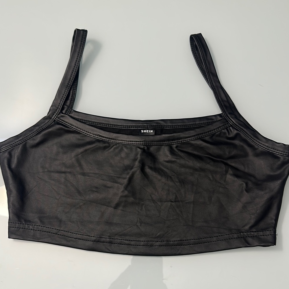 SHEIN Faux Leather Bra Top